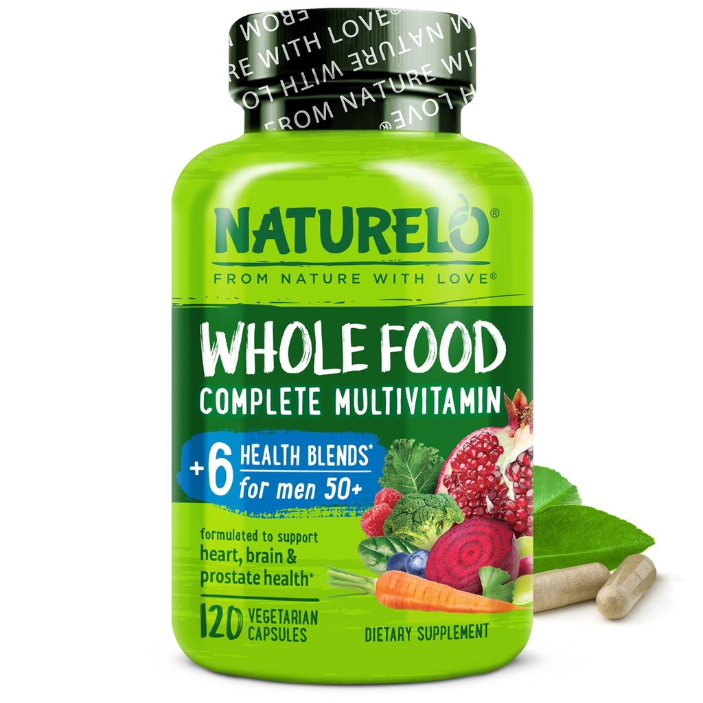 NATLO Tüm Gıda Erkekler için Çokvitamin - Vitaminler, Mineraller, Organik Herbal Türleri - Vegan Vejetaryen - Enerji, Beyin, Kalp ve Göz Sağlığı - 120 Capsules
