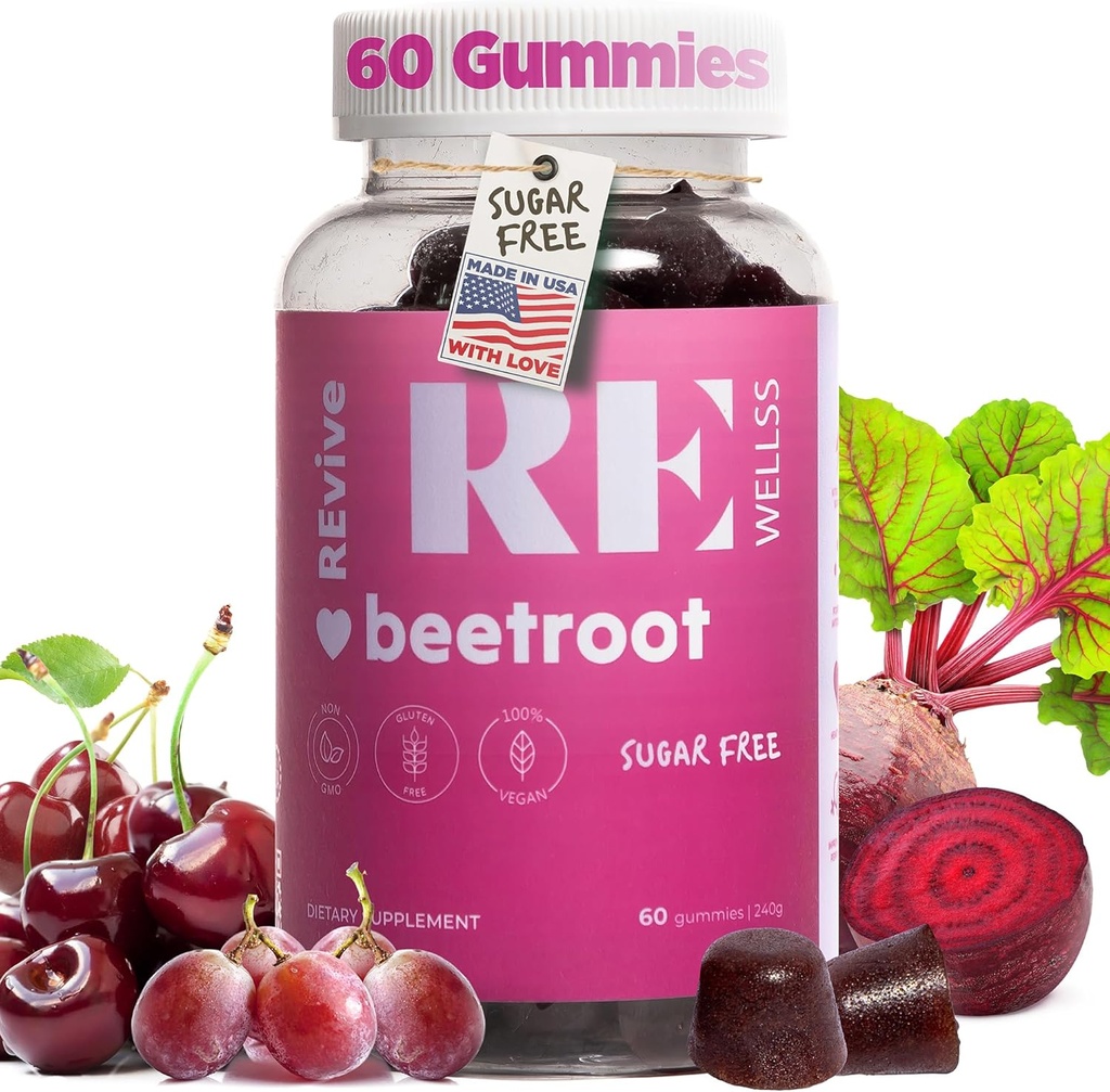 Grape Tohum Üretme Enerji Supplements I Sugar Free Nitrik Reed Supplements for Men & Women I General Health & Blood Pressure Support I 60 Gummies - Cherry Flavor