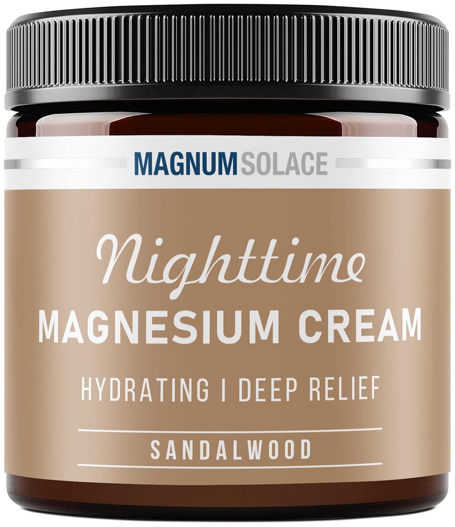 Magnezyum Lotion – Nighttime Magnezyum Cream – Leg Kass, Arms veya Chest - Topical Magnezyum Chloride – USA Made and Safe for Kids (Sandalwood) 4 Fl Oz (Pack of 1)