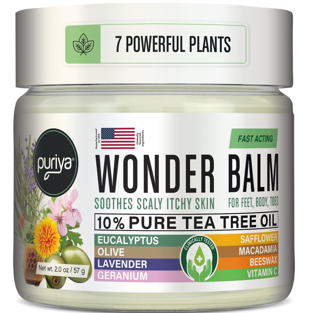 Tea Tree Oil Balm, Ekstra Kuvvet, Pair Well with Jock Itch Cream, Spray, Athletes Foot, Ringworm Cream for Human, Rash Cream, Hızlı Tipleme, Itchy Skin, Plant Support Wonder Balm