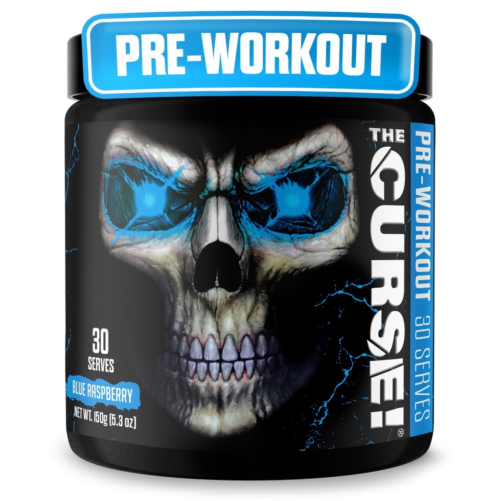 JNX SPORTS The Curse! Erkekler ve Kadınlar için Çalışma Tozu, Caffeine, Beta-Alanine, Tinatine, L-Citrulline, 30 Hizmet, Blue Raspberry Flavor – Boost Energy, Strength & Focus