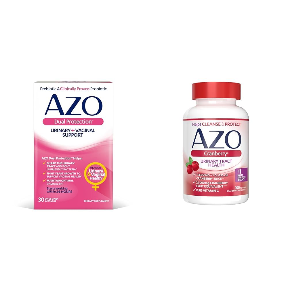 AZO Dual Protection | Urinary + Vaginal Support* | Prebiyotik Plus Klinik Olarak Proven Women's Probiyotik | Starts Working within 24 Hours | Non-GMO | 30 Count & Cranberry Urinary Tract Health Supplement