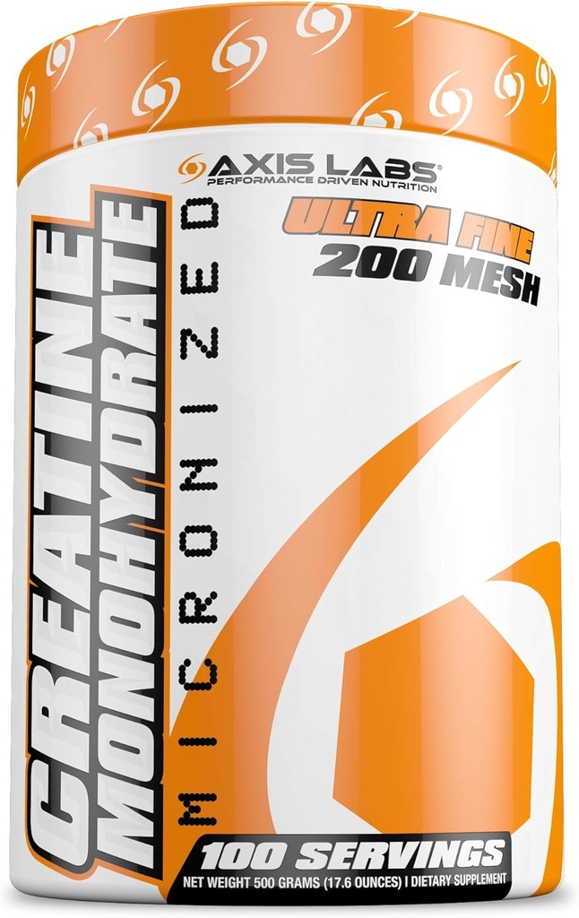 Axis Labs Mikronized Kretine Monohidrat - Mineral Supplement - 100 Hizmet - Güçlü Güç - Boosts Kas Büyüme - Genel Boyut Arttır