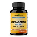 SANDHUHERBALS Organic Ashwagandha Capsules 120 Count | 4 in 1 with Zinc, Black Pepper & Holy Basil Extract | Supports Immune Health | Non-GMO | for Men & Women | 2 Months Supply