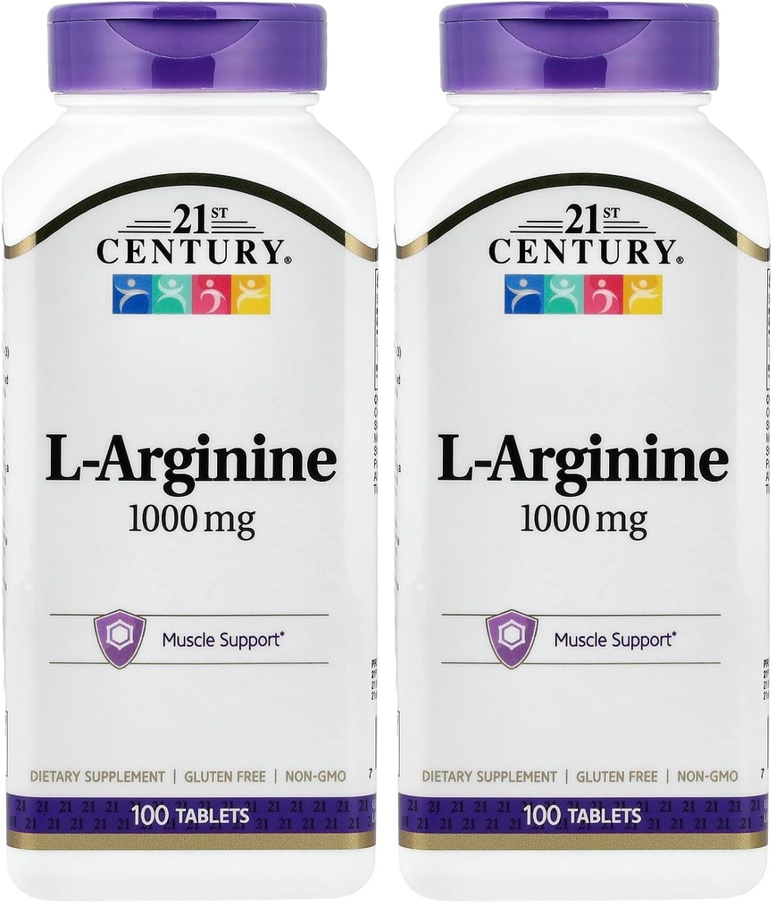 21. Yüzyıl L-Arginine 1000 mg, maksimum 100 ea (Pack of 2)