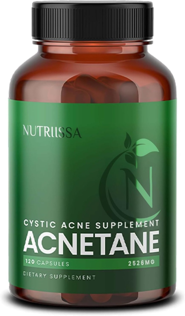 Nutriissa ACNEtane - Hormonal & Cystic Acne Control with Pantothenic Acid & L-Carnitine - EPEB Saf ve Potency için sertifikalı - 120 Vegan Capsules