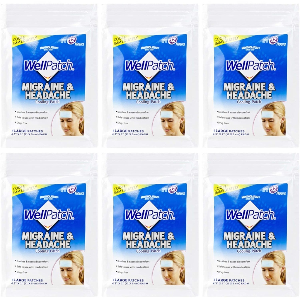 WellPatch Soğutma Headache Pads, Migraine 4 Pads in a Pack. (Pack of 6) = 24pads
