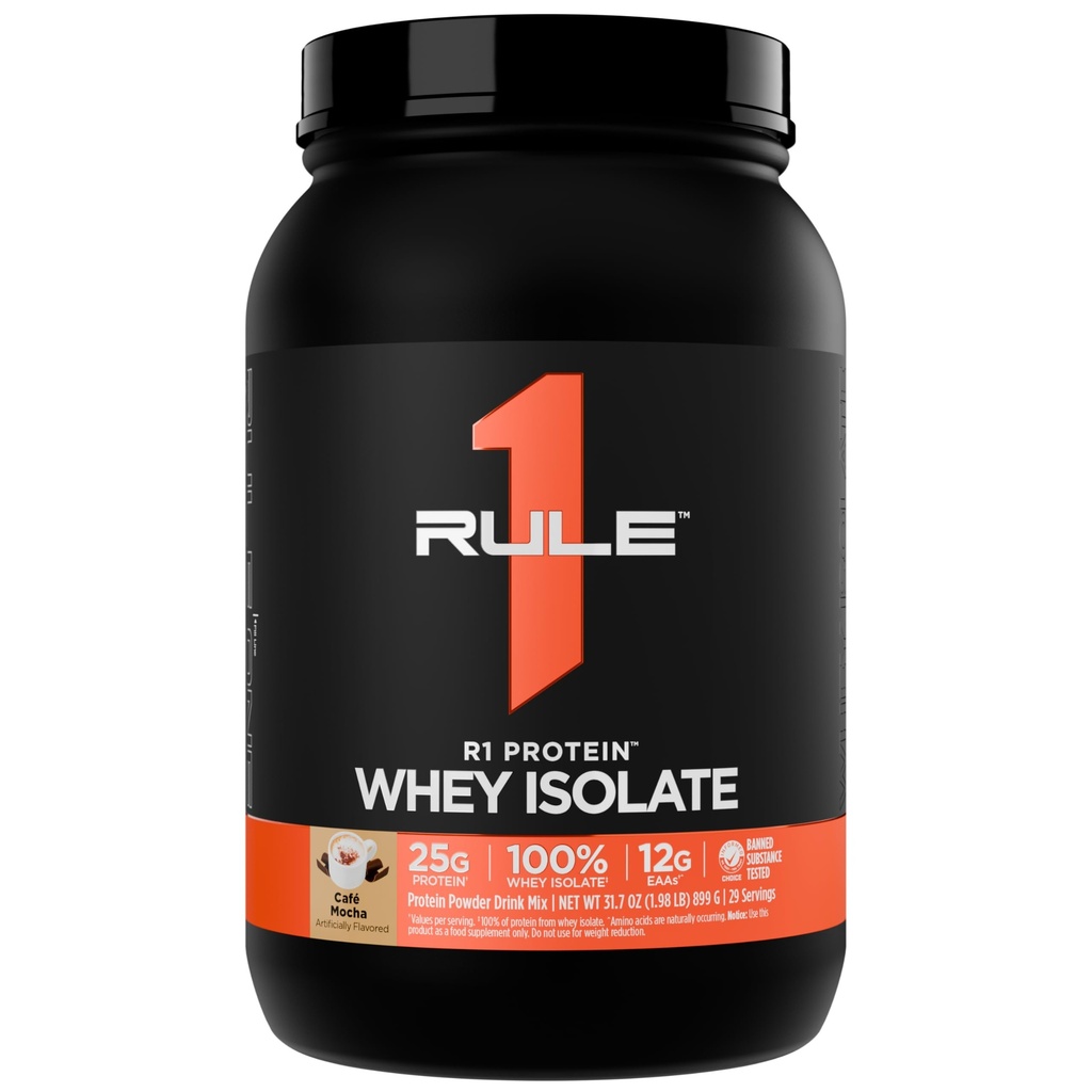 Kural 1 R1 Protein Whey Isolate - 25g protein & 6g BCAA, Workout Recovery (2 Pounds*, Cafe Mocha) için izolasyonlu ve Hidrolyzed Kaynaklardan özel olarak