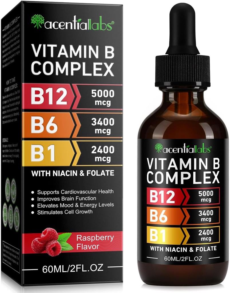 B12 Vitamini - Organik Vitamin B12 Sublingual Drops - Organik Vitamin B-Complex B5 Pantothenic Asit - Vegan B12 B12 Vitamin B12 Vitamin B12, Sıvı B12 Mecobalamin Supports