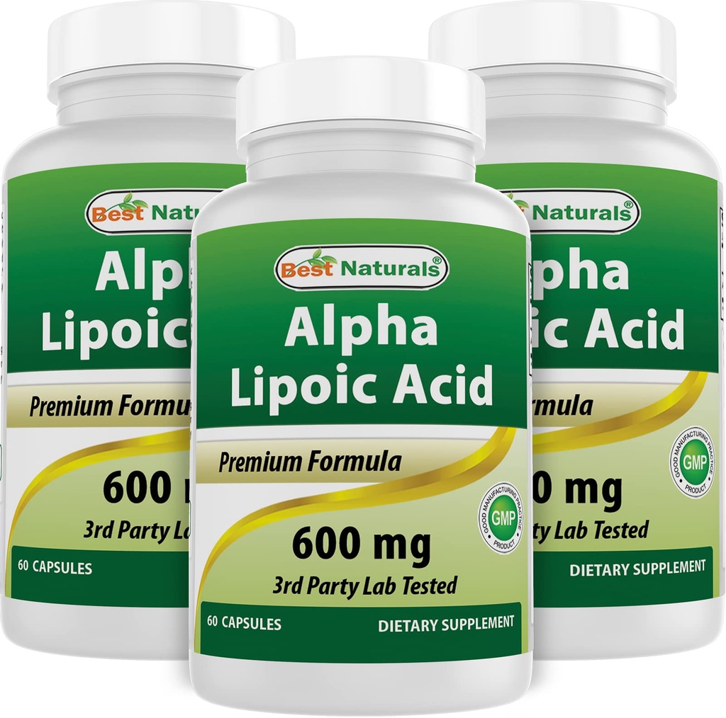 En İyi Doğallar Alpha Lipoic Acid 600 mg 60 Capsules - ALA Güçlü Antioksi (60 Kont)