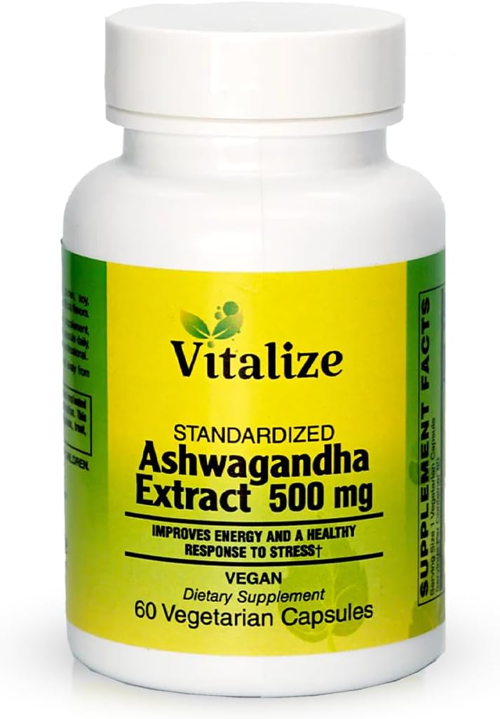 Vitalize - Ashwagandha Extract | Enerji Geliştiriyor | Superb Cortisol Manager | Vegan | Diyeter Supplement | 60 Ashwagandha Capsules | Ashwagandha 500 mg | Non-GMO | Gluten Free Cortisol Manager | Vegan | Diyeter Supplement | 60 Ashwagandha Capsules | Ashwagandha 500 mg | Non-GMO | Gluten Free