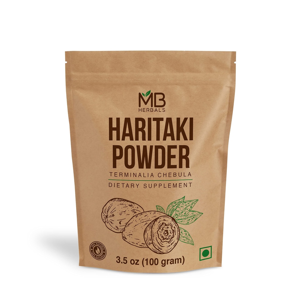 MB Herbals Haritaki Toz 3.5 oz / 100 Gram | Inknut Toz | Terminalia chebula | Harde | Chebulic Myrobalan | No Preservatives