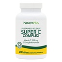 NaturesPlus Super C Kompleksi, Sustained Release - 1000 mg, 90 Vejetaryen Tabletler - Yüksek Potency Immune Support Supplement, Antioksi - Gelişmiş Aborpsiyon - Gluten-Free - 90 Hizmetler