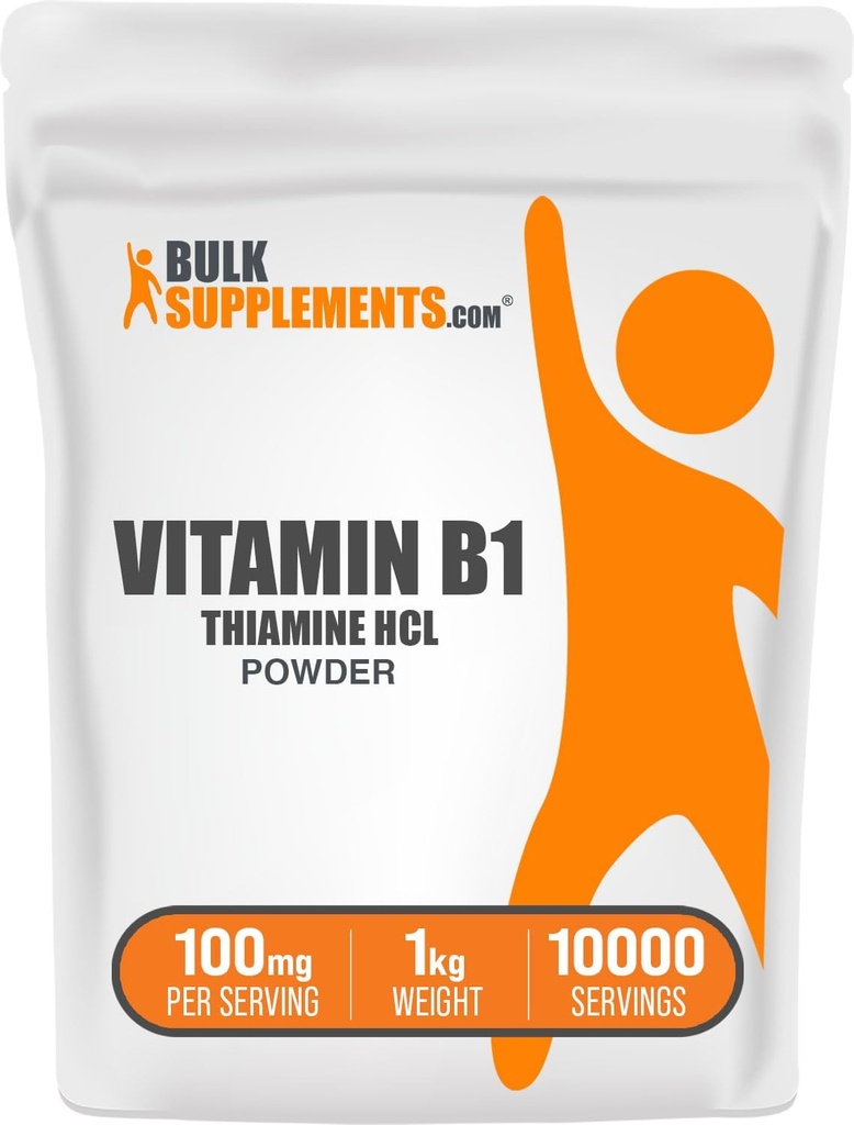 BulkSupplements Thiamine HCl Toz - Thiamine B, B1 Vitamins, Thiamine B1 Supplement, Thiamine 100 mg - Gluten Free, 100 mg - 1kg (2.2 lbs) (Pack of 1)