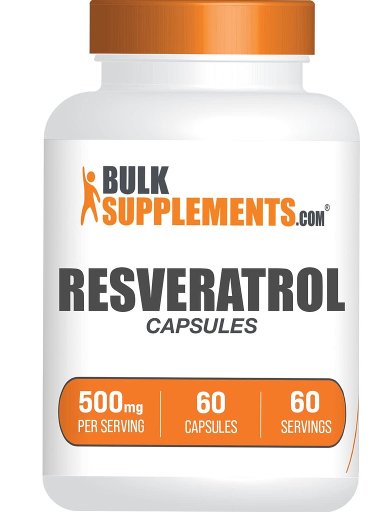 BulkSupplements.com Resveratrol Capsules - Resveratrol Tamam, Polygonum Cuspidatum, Resveratrol 500 mg - Antioksis Supplement, Resveratrol Pills - 1 Capsule per Service, 60 Capsules