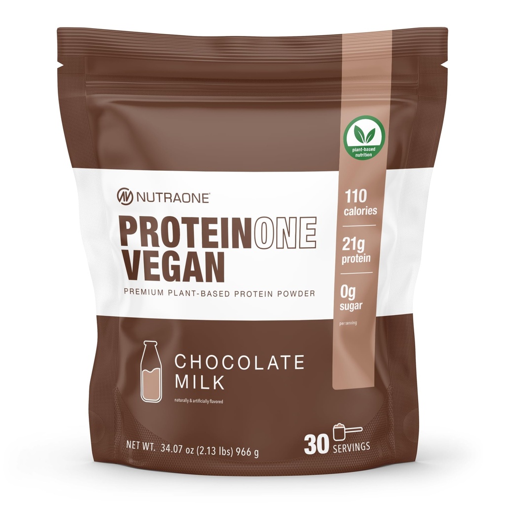 NutraOne ProteinOne Vegan Plant-Based Protein Toz Vegan Protein Toz, Süt-Free, Pea ve Rice Protein (Chocolate Milk)