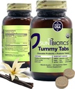SUNBIOTICS Tummy Tabs – Chewable Probiyotik ve Prebiyotik Tabletler, Good Gut Flora için 4 Probiyotik Strains, Immune System, & Balanced Microbiome - Vanilla, (Pack of 1)