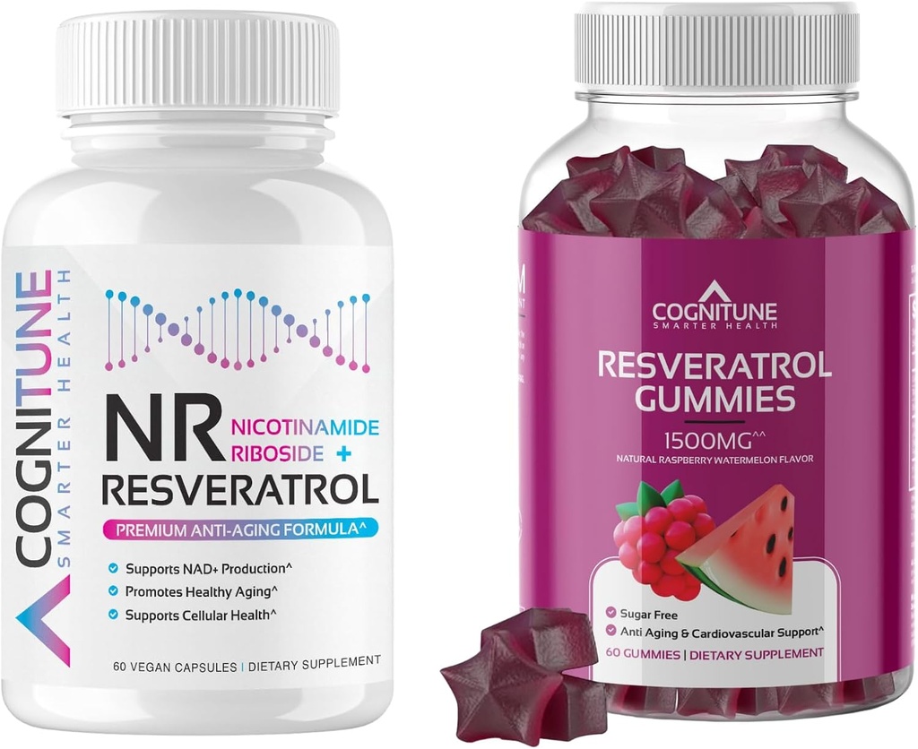 Sağlıklı Aging Supplement Sche - Nicotinamid Ribsoside Kompleksi ve Resveratrol Gummies - 5-in-1 Anti Aging Formula Plus Resveratrol Gummies