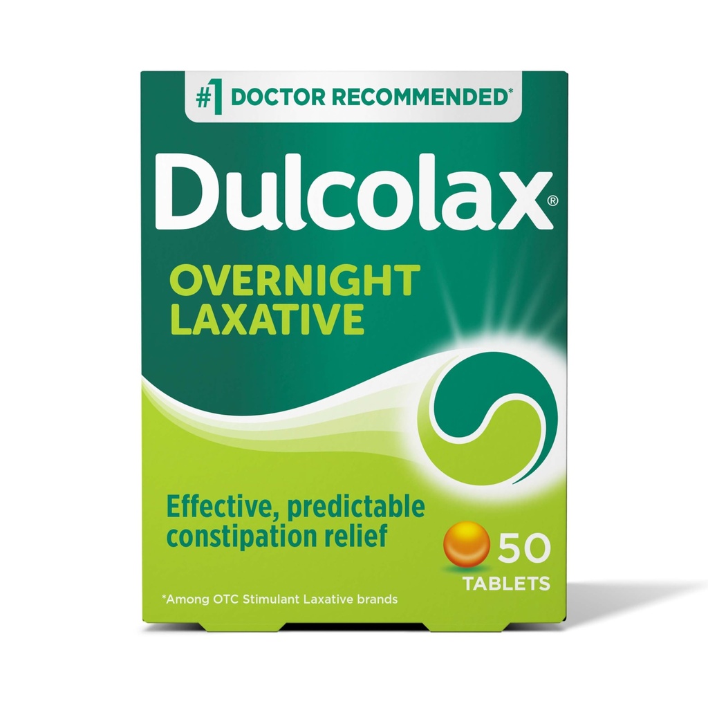 Dulcolax Stimulant Laxative Tabletler, Tahmin edilebilir ve Etkili Constipation Relief, Relieves Straining & Bloating, Bisacody 5 mg, 50 Count