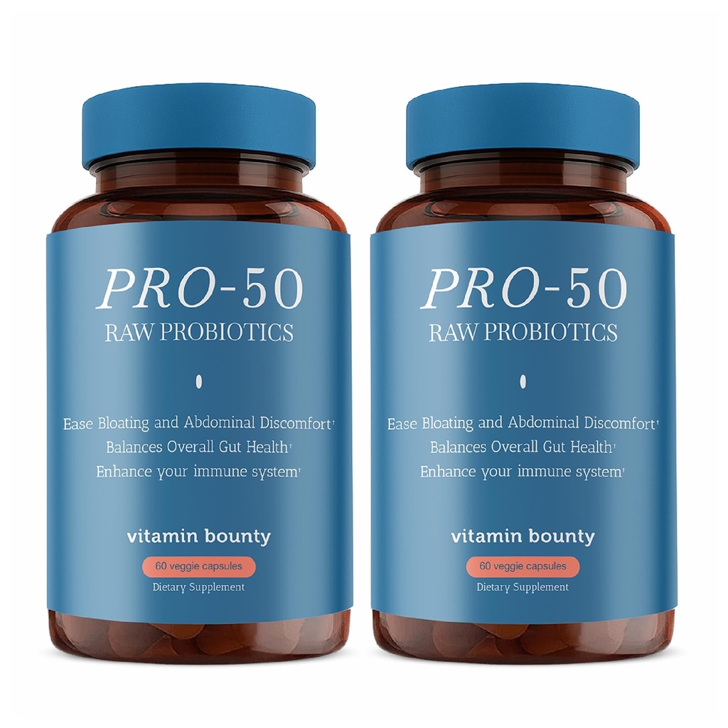 Bounty Pro-50 Probiyotik 50 Milyar CFU - Erkekler ve Kadınlar için 13 Strain Supplement - Digestive Health & Gut Support - Lactobacillus & Bifidobacterium - Gecikmiş Release Capsules, 2 Pack