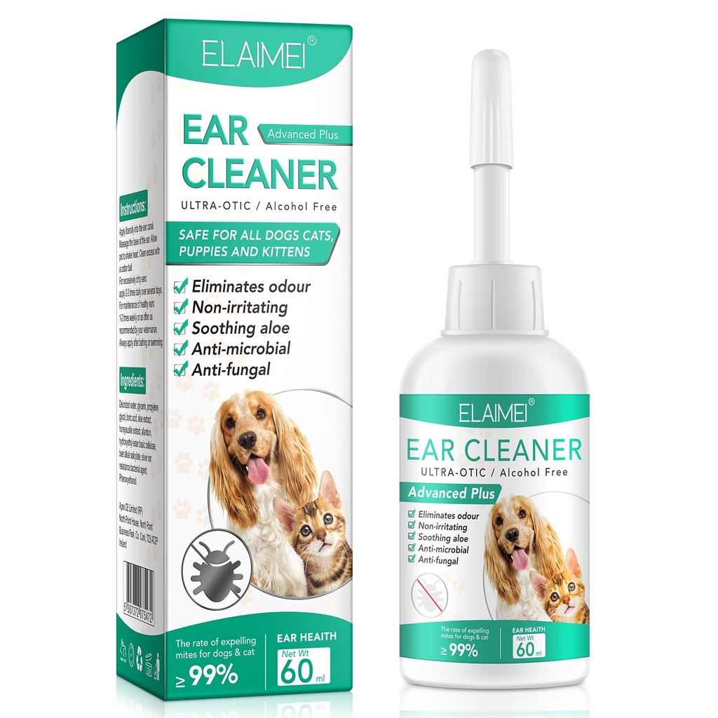 Köpekler için daha temiz, Köpekler Kulak Enfeksiyon Tedavisi - Destekler Soothing Dog Yeast Enfeksiyonu, Soothes Itchy & Inflamed Ears, Ear Odor, Pet Ear Care Supplement for Small, Medium and Large Dogs - 60 ml