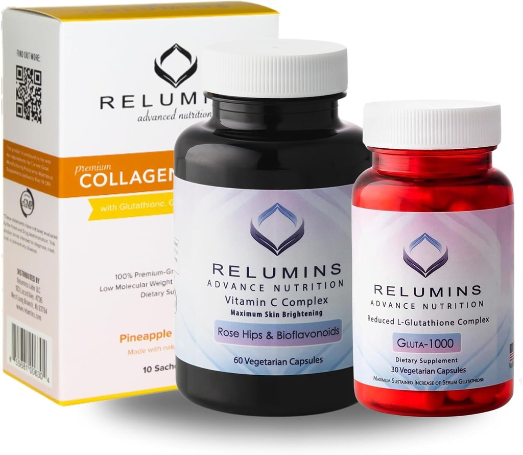 Premium Yaz Glow Setleri - Collagen Pineapple, Glutathione 1000 mg & Vitamin C - Skin Health & Genel Wellness için Antioksi Destek - 3in-1 Beauty & Wellness Kit