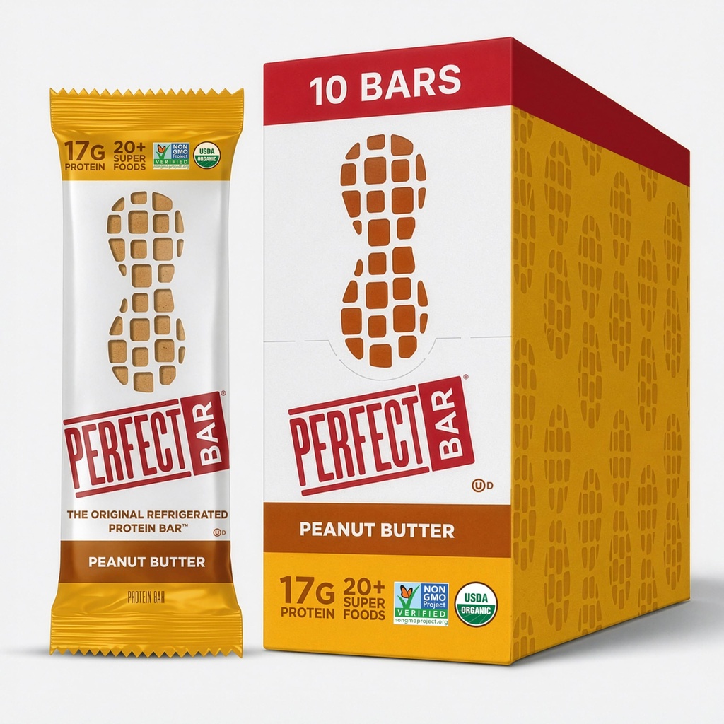 Mükemmel Bar, Peanut Butter Protein Bar, Yüksek Protein, Organik, Gluten Free, Soy Free, Non GMO, No Sugar Alkols, 2.5 Ounce Bar, 10 Count Count Count Count