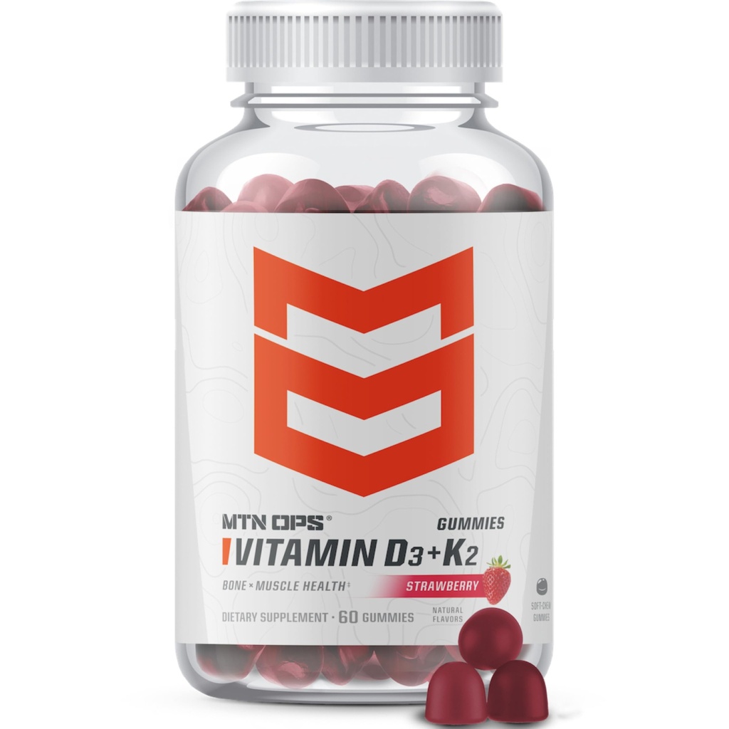 MTN OPS Vitamin D3 K2 Gummies, 5000 IU Vitamin D3 ve Vitamin K2 MK7, Doğal Strawberry Flavor ile ücretsiz, 60 Yumuşak-Chew Gummies, 60 konteyner başına hizmet