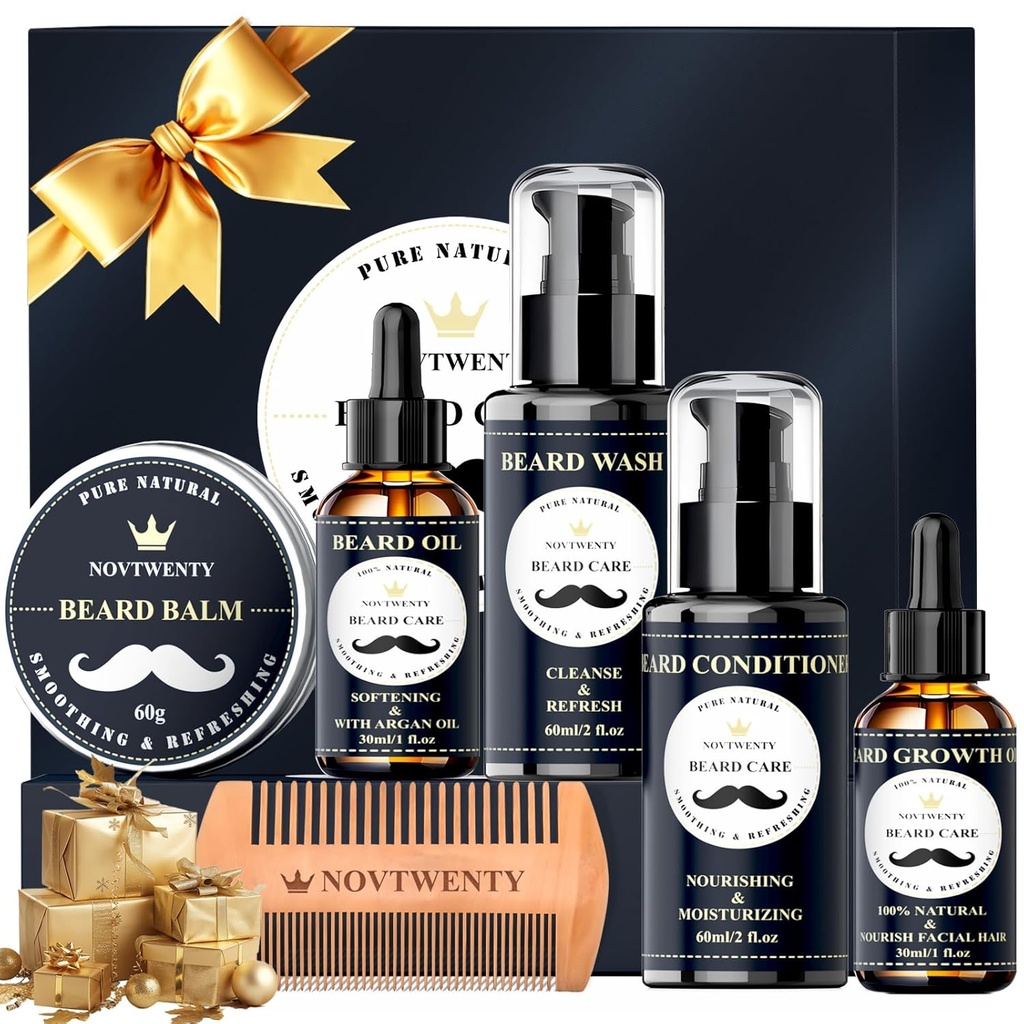 Ayıd Büyüme Kit - 7 Adet Kit, Yıkama, Yağ, Durumer, Balm, Comb, Hediye kutusu Erkekler için Set