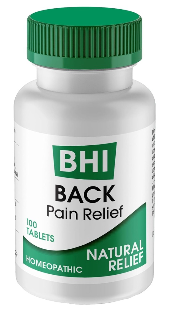 BHI Back Natural Back, Hip & Leg Pain Relief - 6 Güçlü Multi-Symptom Active Homeopathic Malzemeler Calm Back Pain, Kas Darness & Spasms Doğal olarak Kadınlar ve Erkekler için - 100 Tablet