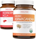 Save $4 (11% Off) - Buy Organic Ashwagandha & Berberine HCL+ - Nature's Synergy Duo - Berberine (60 Capsules) - Organic Ashwagandha Root Powder 1350mg Serve (120 Tablets) Natural Adrenal Help