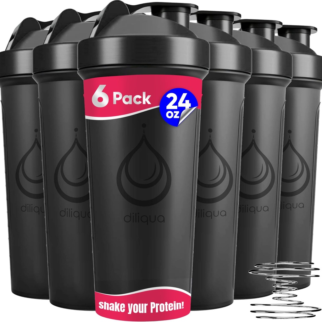 6 PACK, Protein Mixes için Wire Whisks ile Şişeler | Leakproof Blender Shaker Şişe Paketi | Honda-Free & Dishwasher Güvenli | 6 24 oz sallayıcı şişeler | Shaker Cups for lipss