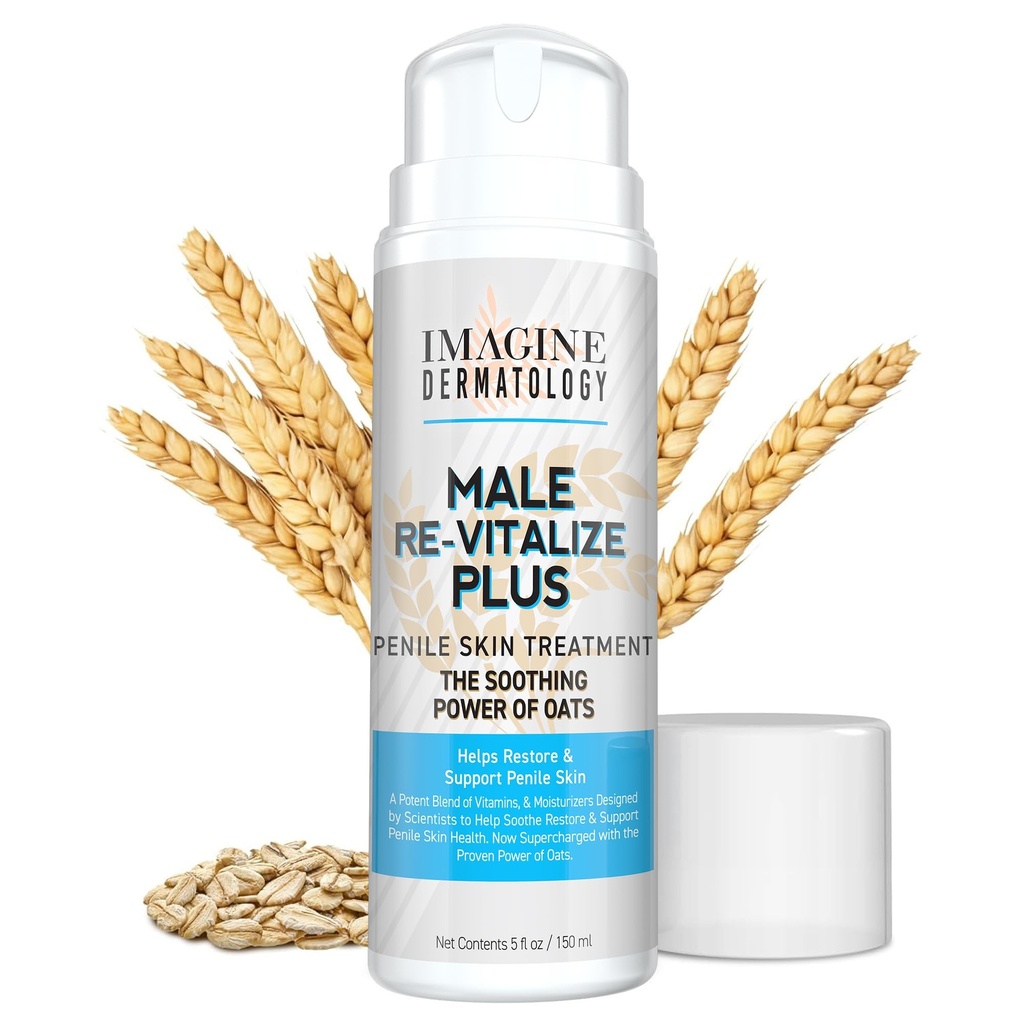 Erkek Re-Vitalize PLUS - Erkekler için Oats Penile Health Cream - Relieve, Restore ve Destek Skin - Moisturizer Penile Lotion - Büyük Değer Boyutu (5fl oz/150 ml)