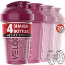 VELOMIX -4 PACK- 20 OZ Protein Mixer için şişeler, Protein Shakes için Shaker Cup, Küçük Shaker Şişe Paketi, Shaker Cup, Shakers for protein Shakes (Berry Mix)