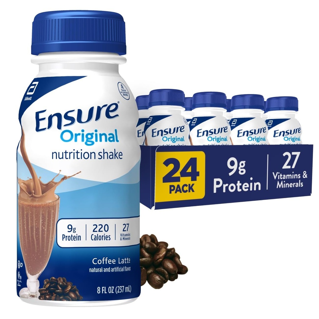 Orijinal Kahve Latte Beslenme Shake | Küçük Meal Makyaj Shake | İçmeye Hazır | 9g Protein, 27 Vitamin ve Mineraller | 8 fl oz - 24 Pack