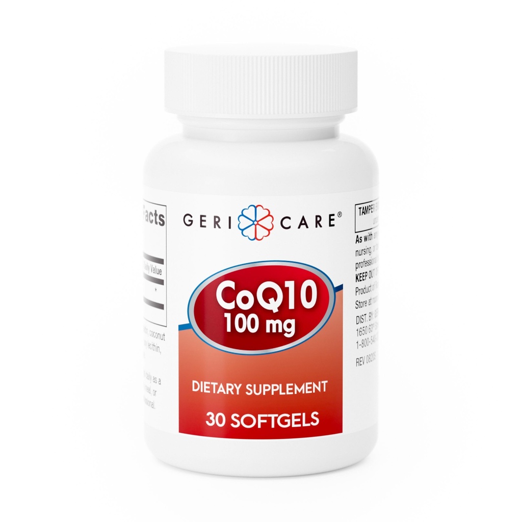 GeriCare CoQ10 100 mg Softgels - Yüksek Abhidrasyon Co Q 10 Supplement - Erkekler için Swallow Q10 Coenzyme, Kadınlar ve Yaşlı - 1 Ay Supply, 30 Count - Travel Friendly