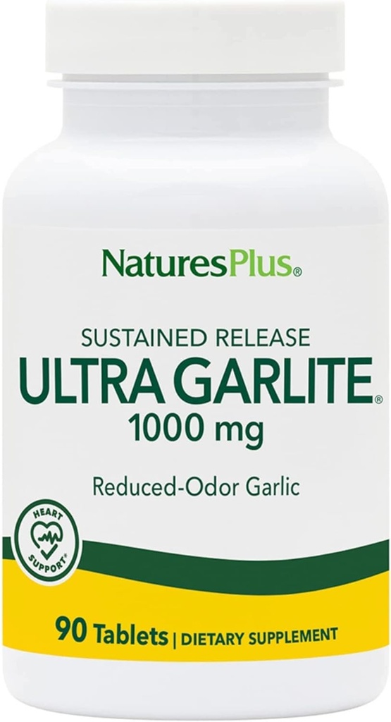 NaturesPlus Ultra Garlite 1000 mg - 90 Tabletler - Free-Radical Defense & Immune Health - Sustained Release - 90 hizmet -
