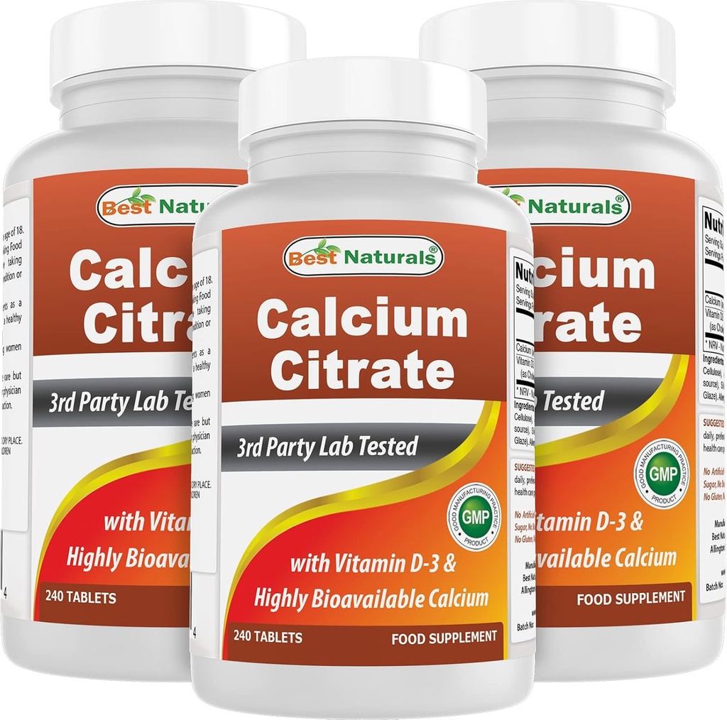 Vitamin D-3 240 Tabletleri ile En İyi Doğals Kalsiyum Citrate (240 Kont)