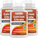 Vitamin D-3 240 Tabletleri ile En İyi Doğals Kalsiyum Citrate (240 Kont)