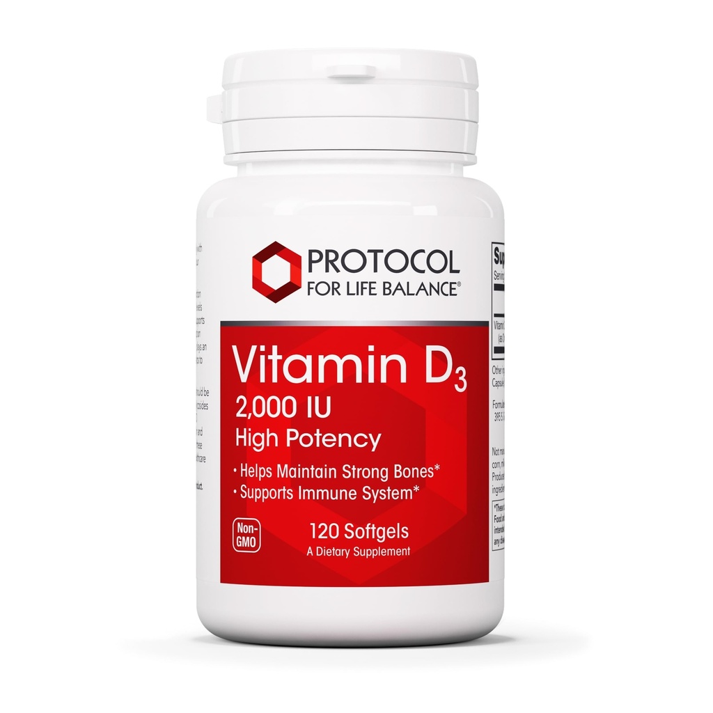Protokol D3 2,000 IU - Immune Support, Sağlıklı Kemikler ve Dişler - 120 Softgels
