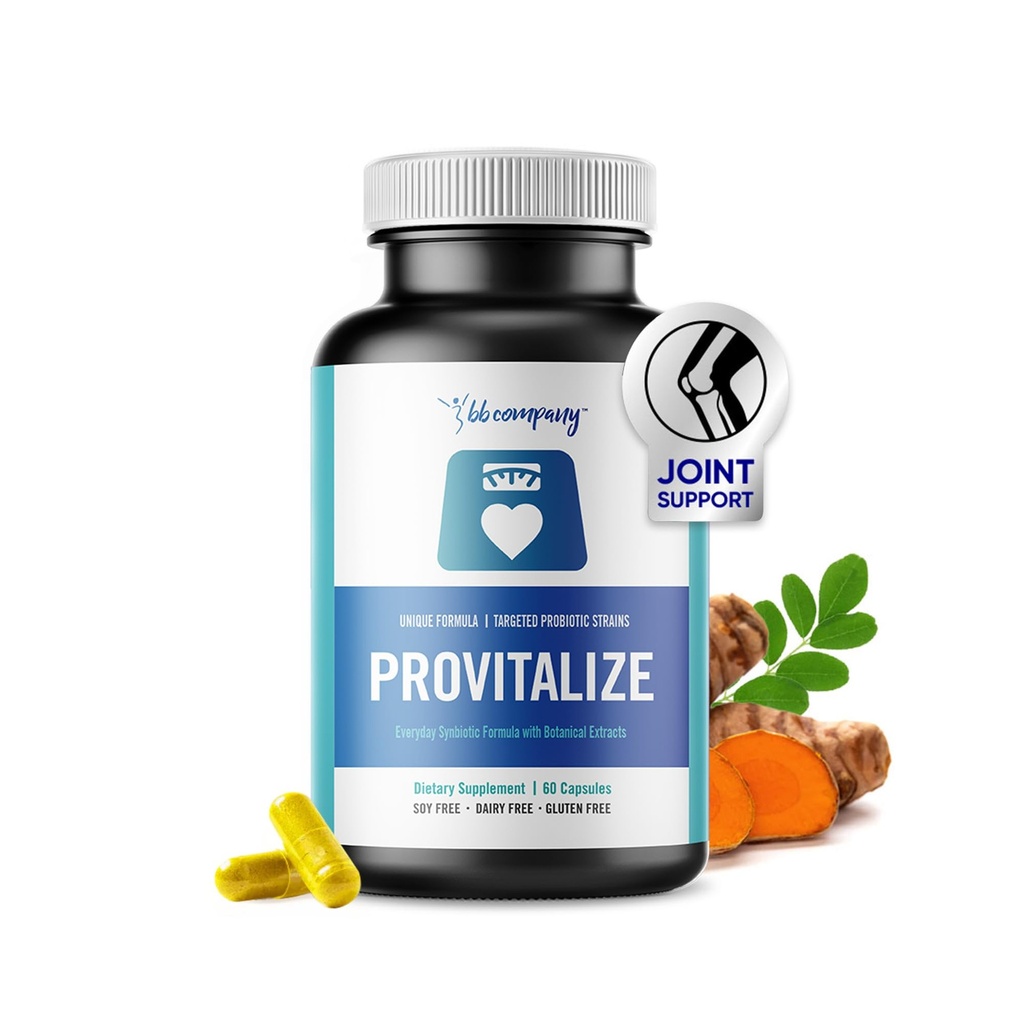 BB Company Provitalize | Probiyotiks for Women Digestive Health, Menopause, Ortak Destek | Seksi Midsection Curves, Bloat | Turmeric Curcumin Moringa | Ambalaj Vary | 60 Ct