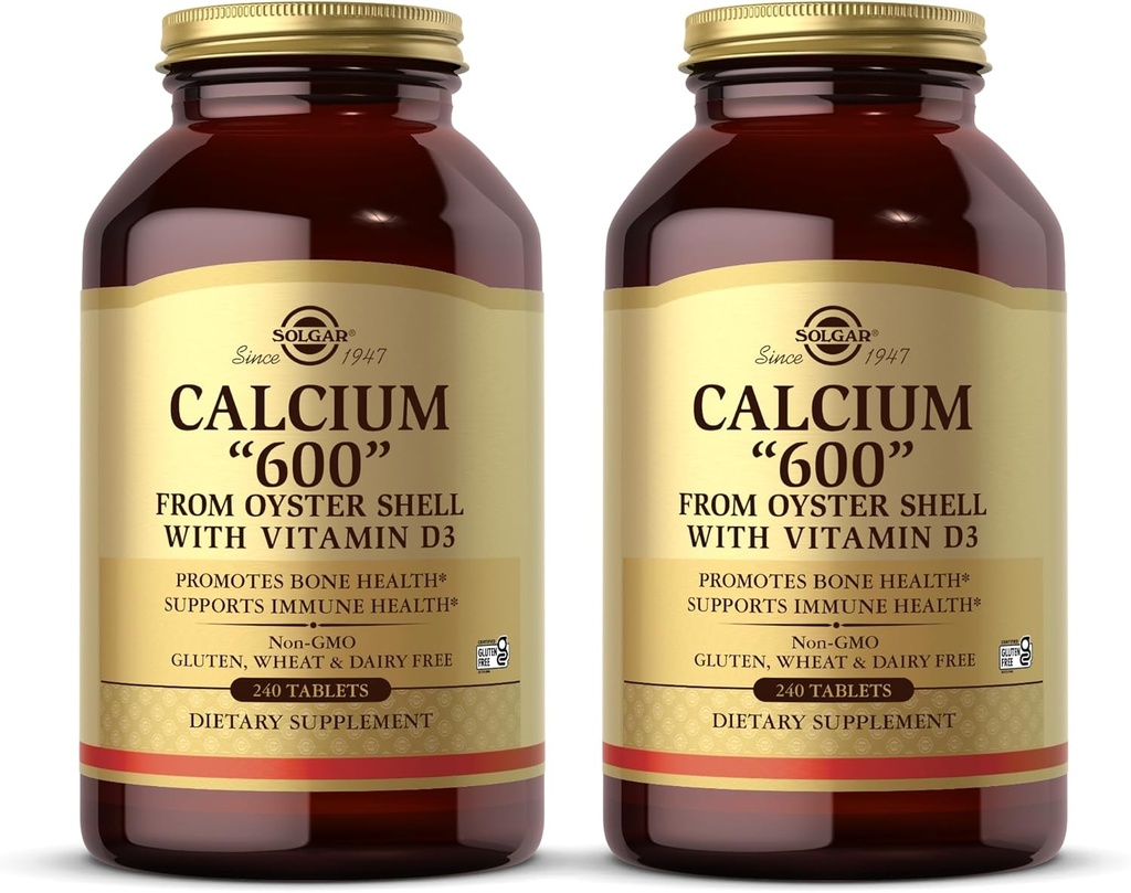 Solgaruba 600" - 240 Tablet, 2 Paket - Vitamin D3 ile Oyster Shell - Non-GMO, Gluten Free, Dairy Free - 240 Toplam Hizmetler