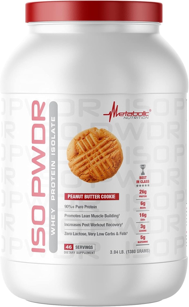 Metabolik Beslenme Whey proteini ISO PWDR Peanut Butter Cookie, 3.04lb, 23 Hizmet, 26g Protein, Hızlı Digesting, Zero Carbs, Delicious Flavor, Very Low Carbs & Fat, Zero Lactose