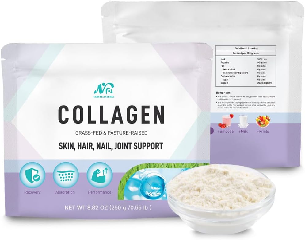 Cercle Natural Multi Collagen, Toz Unflavored, Plus C & Biotin, Alman Hydrolyzed Bovine Collagen, Supports Hair, Skin, Nails ve Women & Men için Ortaklar - 8.82 oz