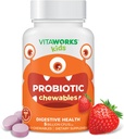 Çocuklar Prebiyotik Fiber Chewable Tabletlerle Probiyotik 5 Milyar CFU Acidofilis - Berry Flavor - Vegan - Nut Free - Diyetsel Tamam - Digestive Health için Probiyotikler - 60 Chewables