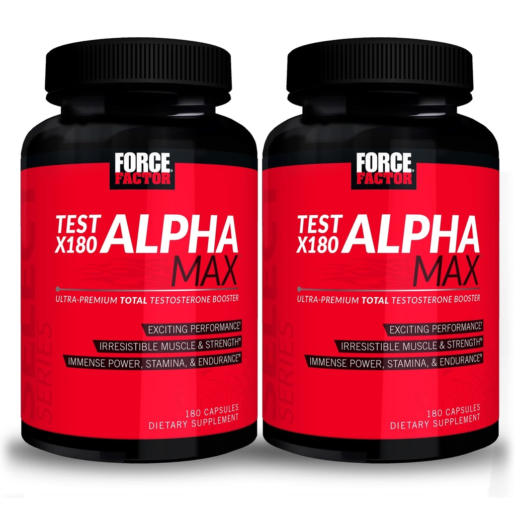 FORCE FACTOR Test X180 Alfa Max, 2Pack, Total testosteron ve Nitrik Oksit için Fenugreek Tohum ve Tribulus Kan Akışını artırmak ve Erkek Atıştırma Performansını artırmak için, 360 Capsules