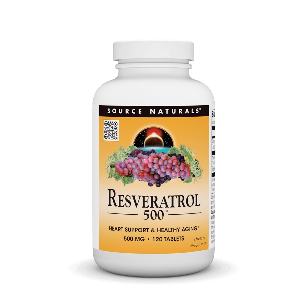 Source Naturals Resveratrol 500, Kalp Desteği ve Sağlıklı Ağlama*, 500 mg - 120 Tablet