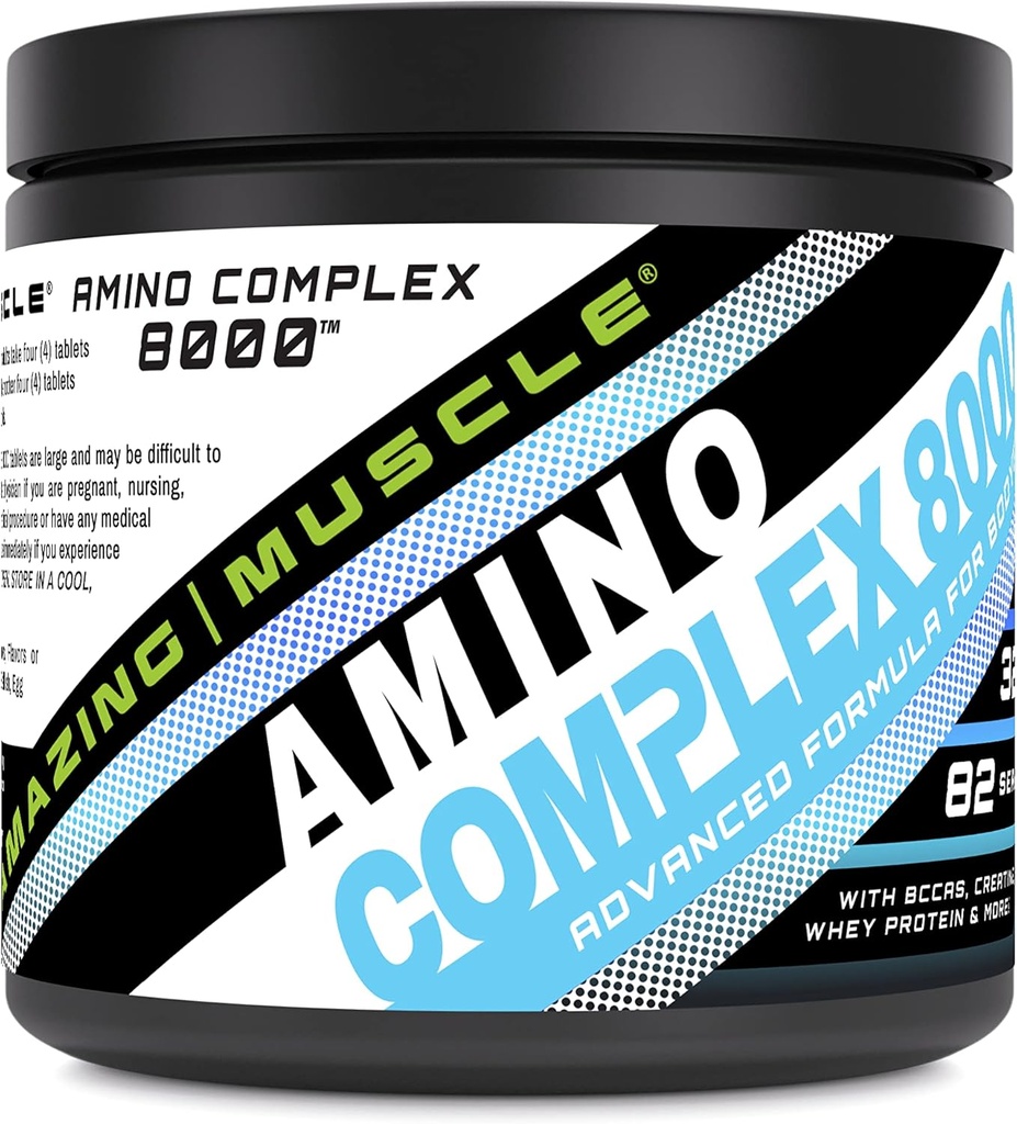 Amazing Muscle Platinum Kompleksi Tamam | 8000 Mg Per | 325 Tabletler |  Taurin, Kretine, L-Glutamine, Whey Protein, & BCAA's