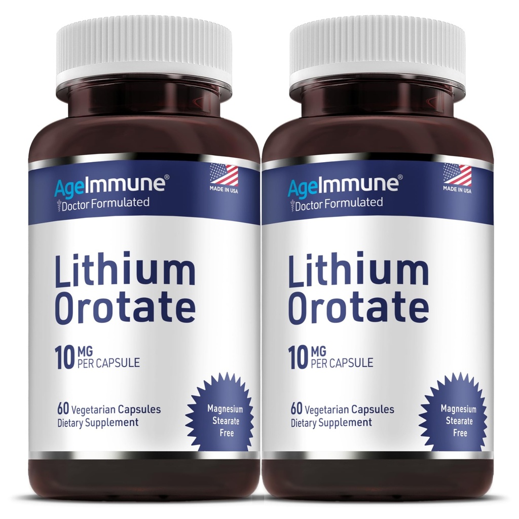 Lityum Orotate Supplement 10 mg, 60 Vegetarian Capsules. Memory ve Duygusal Wellness'ı destekler. Magnezyum Stearate Free Supplements. (2)
