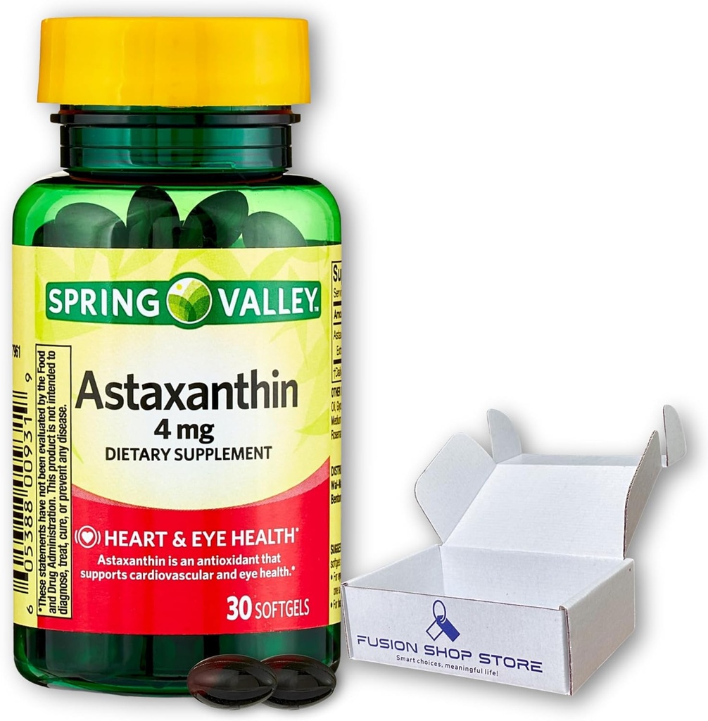 Astaxanthin 4 mg- 30 Kont, ( 1)Pack of 1), Fusion Shop Store